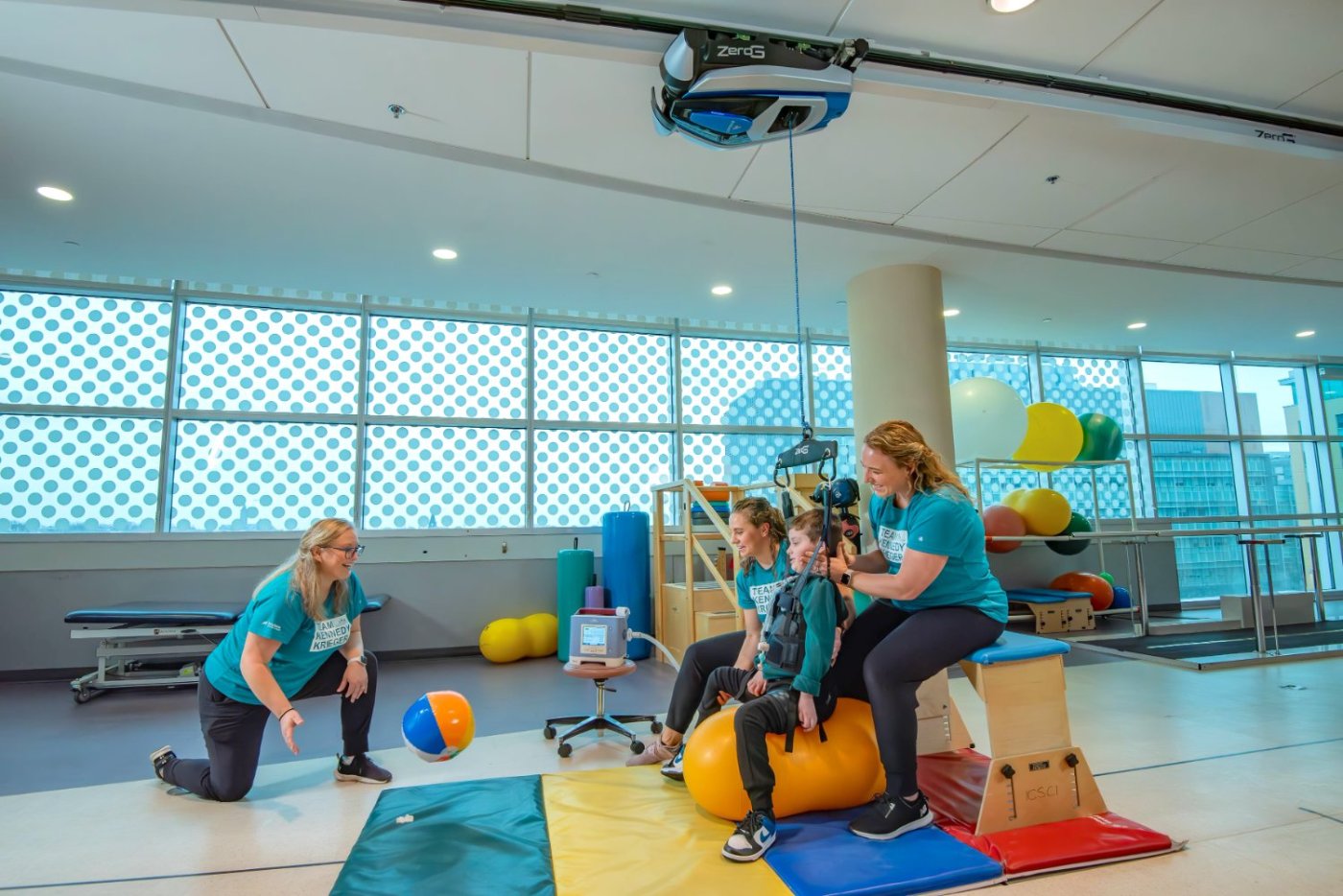 Pediatric ball-play therapy with ZeroG